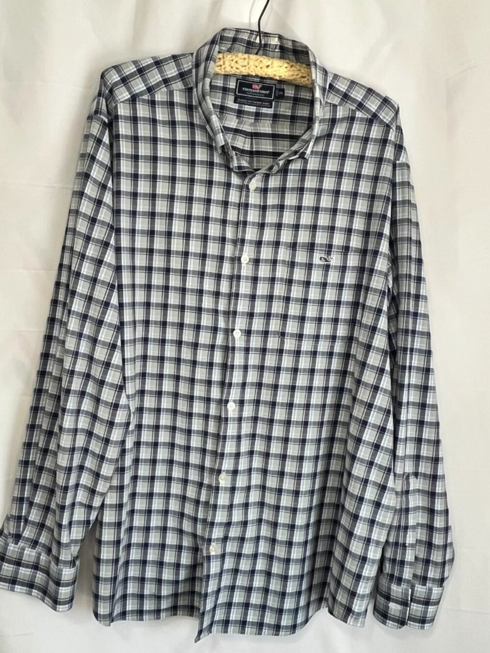 Vineyard Vines Men's Performance Classic Fit Tucker Shirt Blue Gray Plaid 2XL